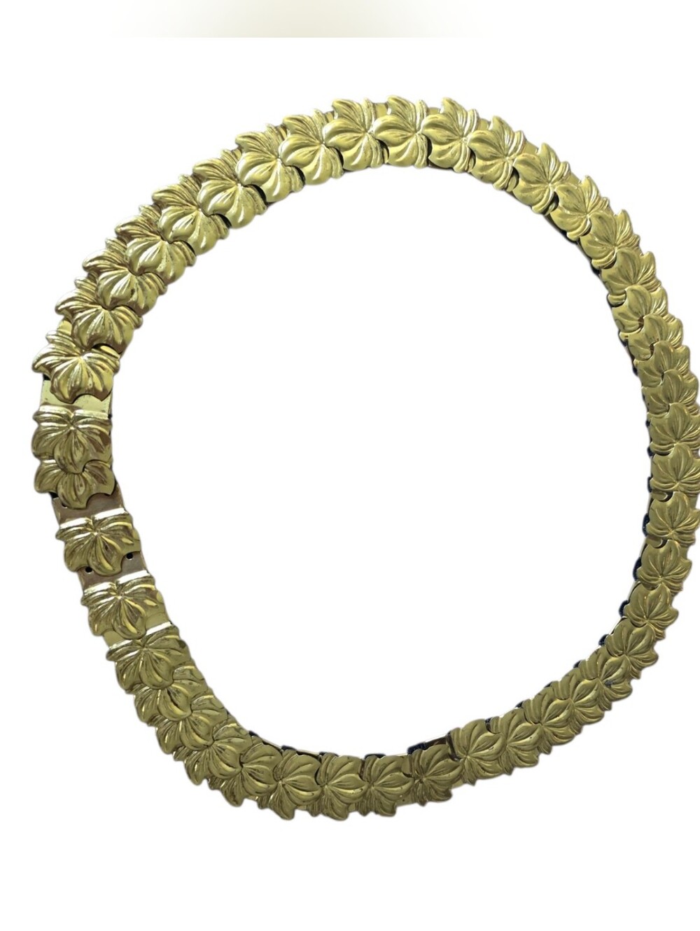 Vintage Gold Leaf Stretch Belt – Statement Elastic Waist Belt 35–55"